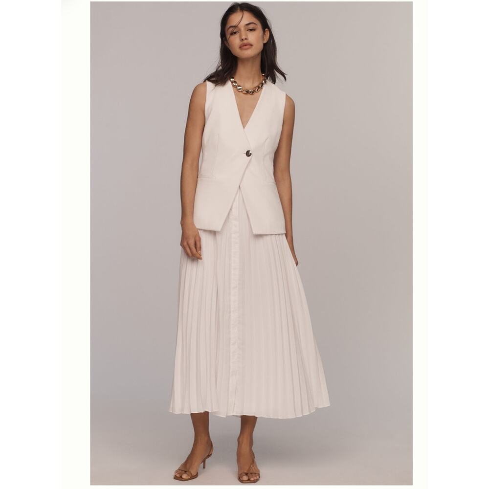 Derek Lam 10 Crosby White Pleated Mixed Media Midi Dress NWT Size 6 Designer - Picture 8 of 16